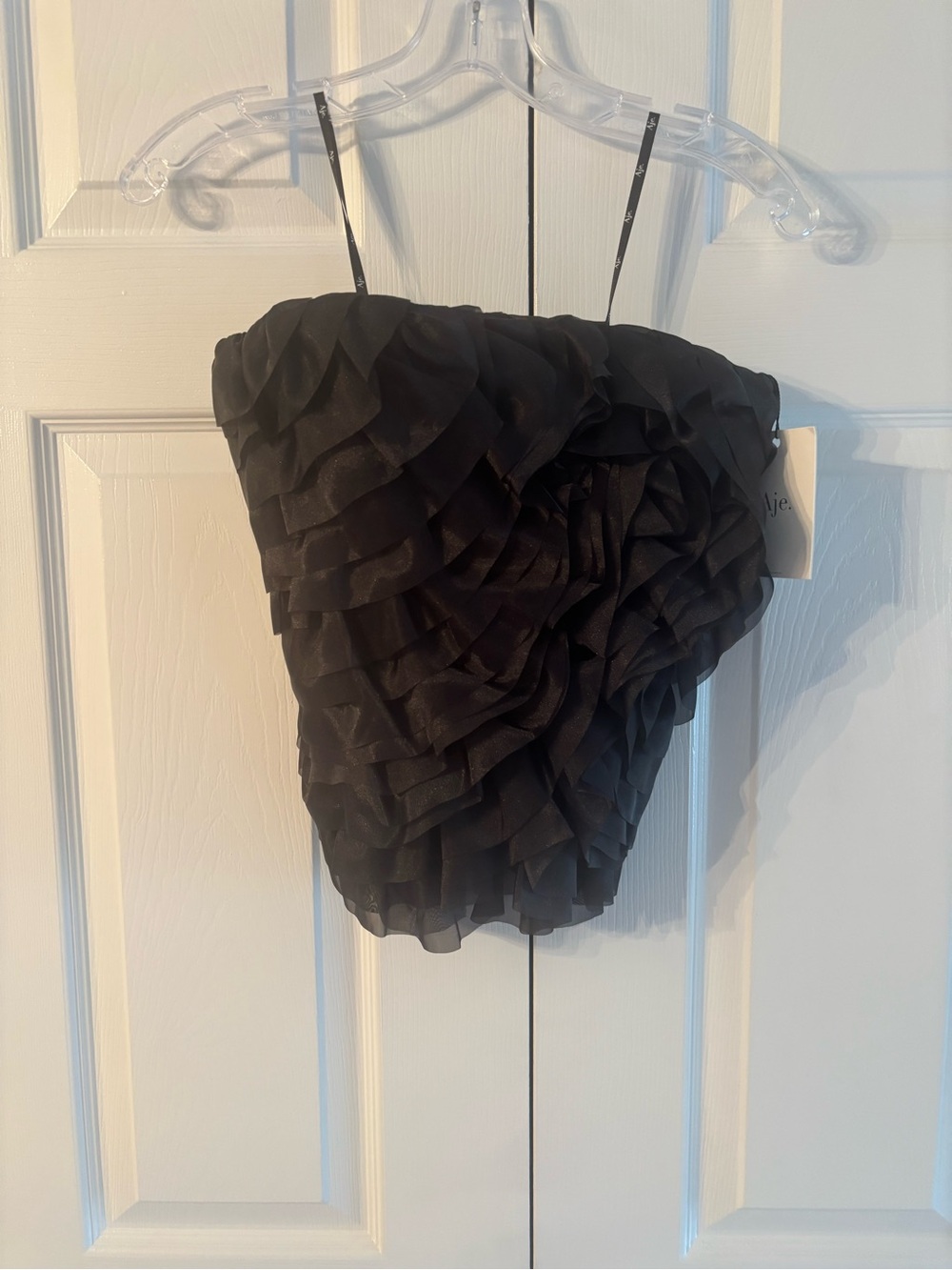 Aje Black Ruffled Mini Skirt